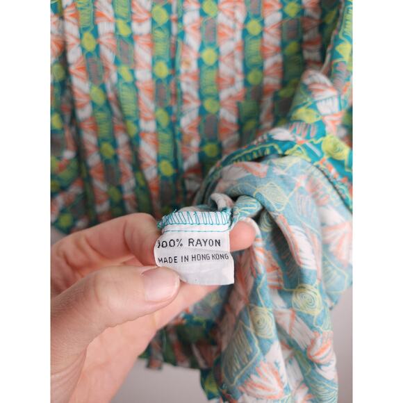 Vintage Aloha Sundays Rayon Geometric All Over Art Button Shirt Hawaiian Surf - Picture 5 of 5